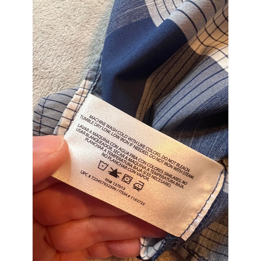 Orvis Shirt Mens XXL Blue Orange Short Sleeve Plaid Button Down - Picture 5 of 6